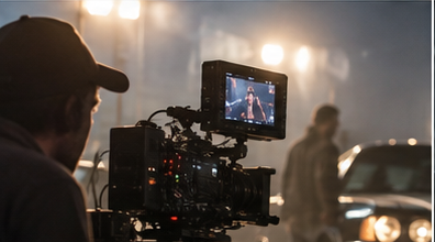 Cinema camera filming a scene